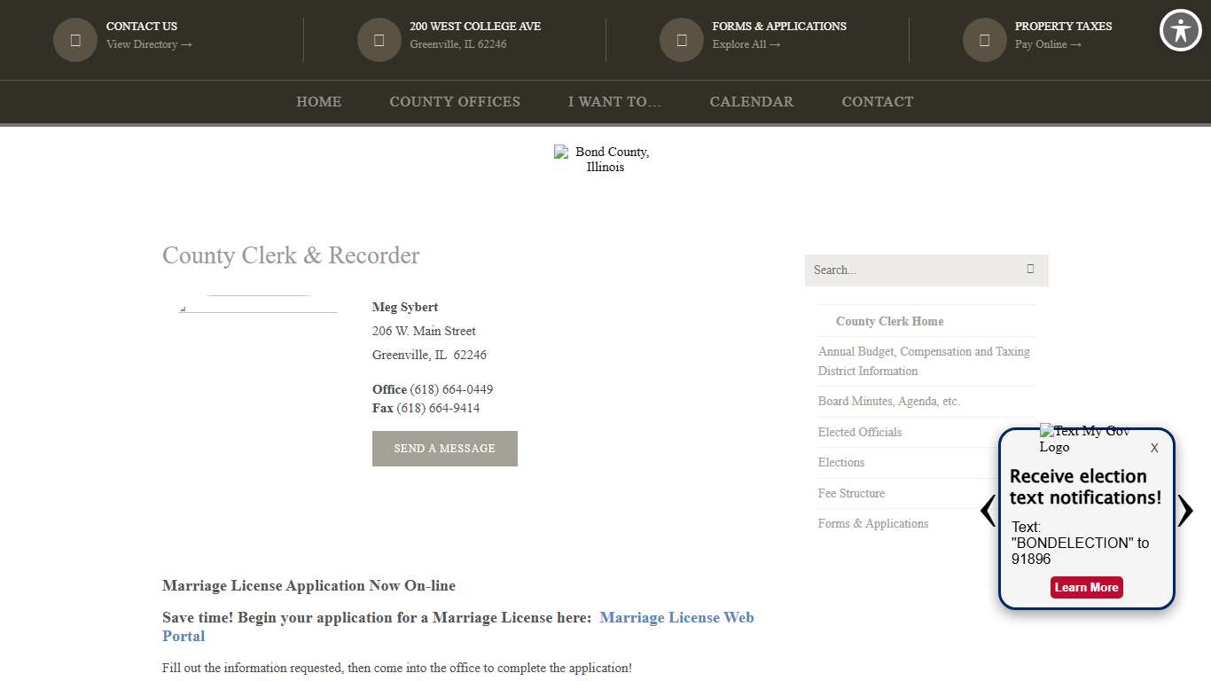 County Clerk & Recorder – Bond County, Illinois